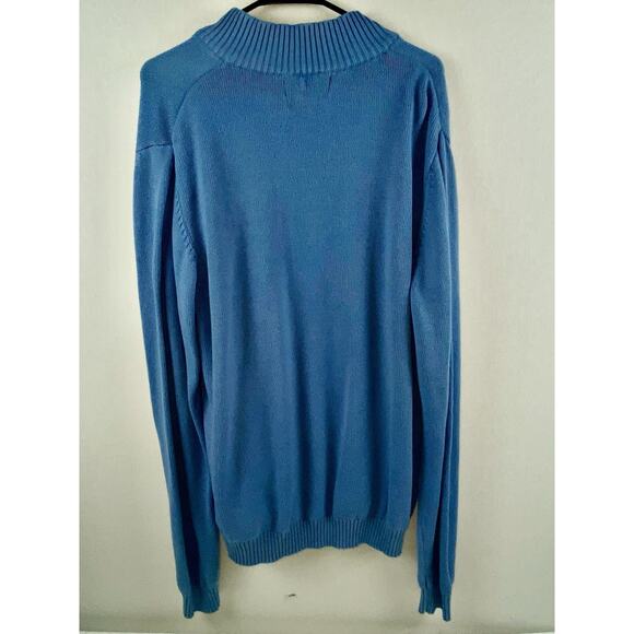 Orton Brothers Sweater Mens XXL Blue Knit Quarter Zip Vtg - Picture 2 of 4